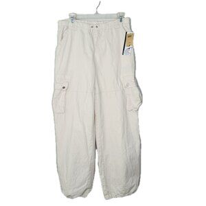 NWT Madden NYC Ivory Relaxed Cargo Joggers Womens L Bungee Hem Pull On Missing D